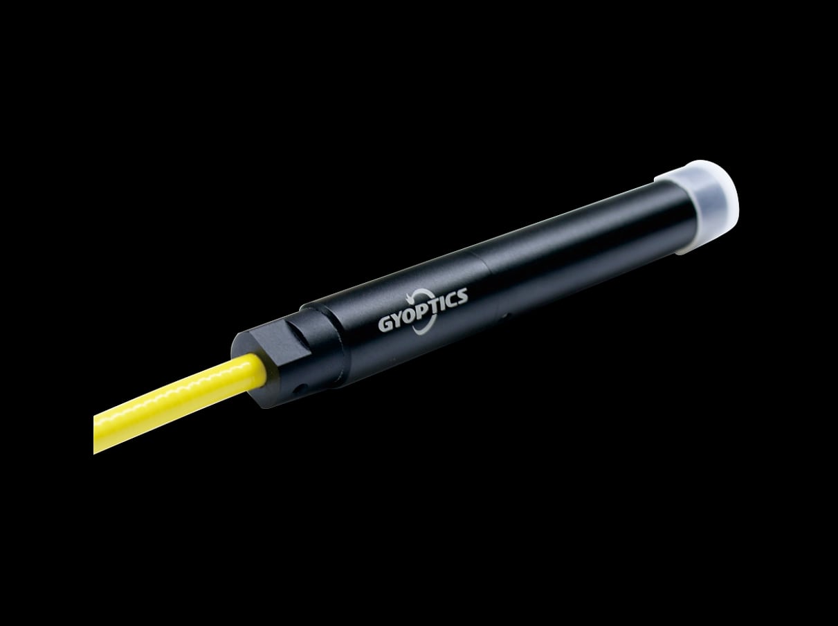 Close-up of a fiber-optic laser component